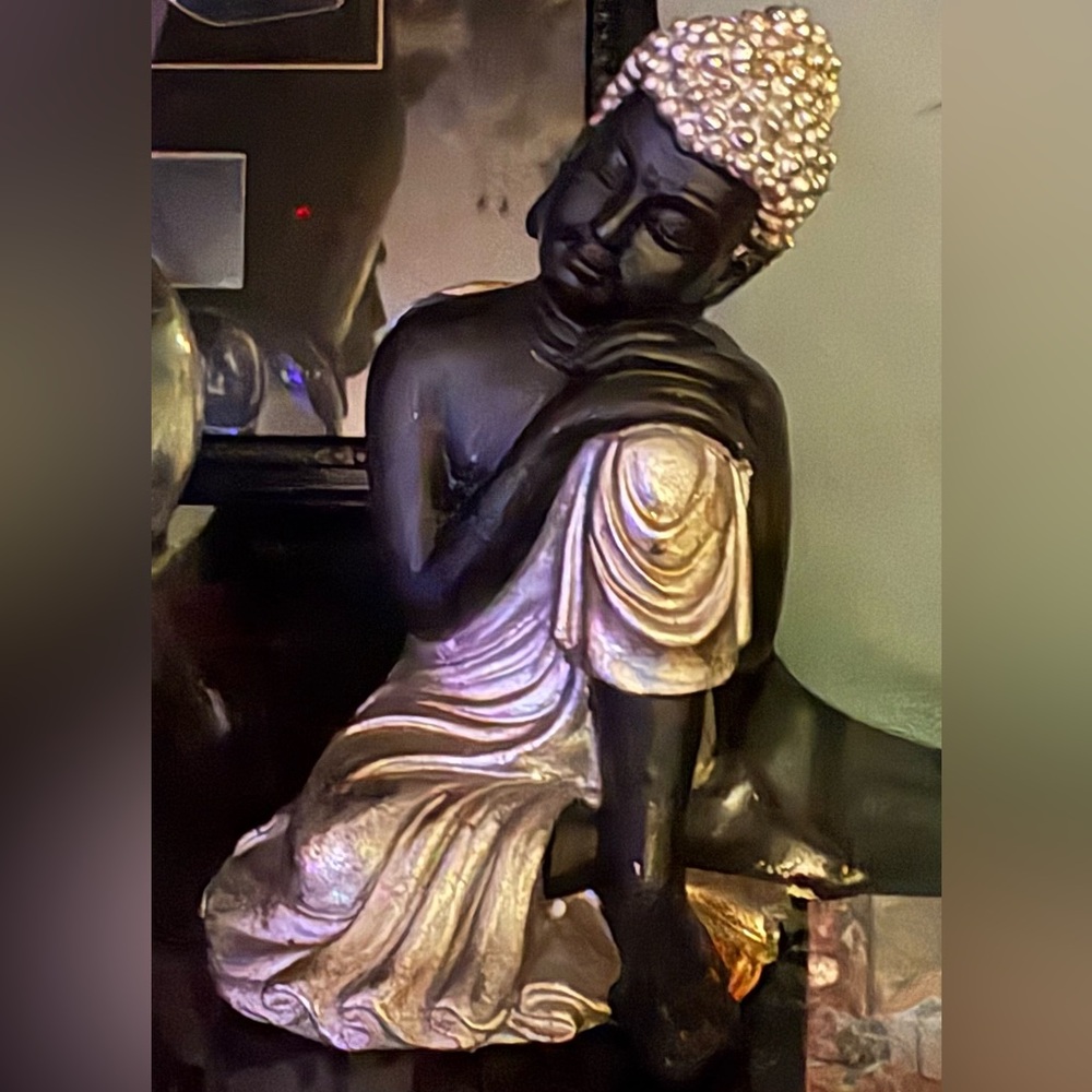 Elegant Black and Silver Buddha Statue
